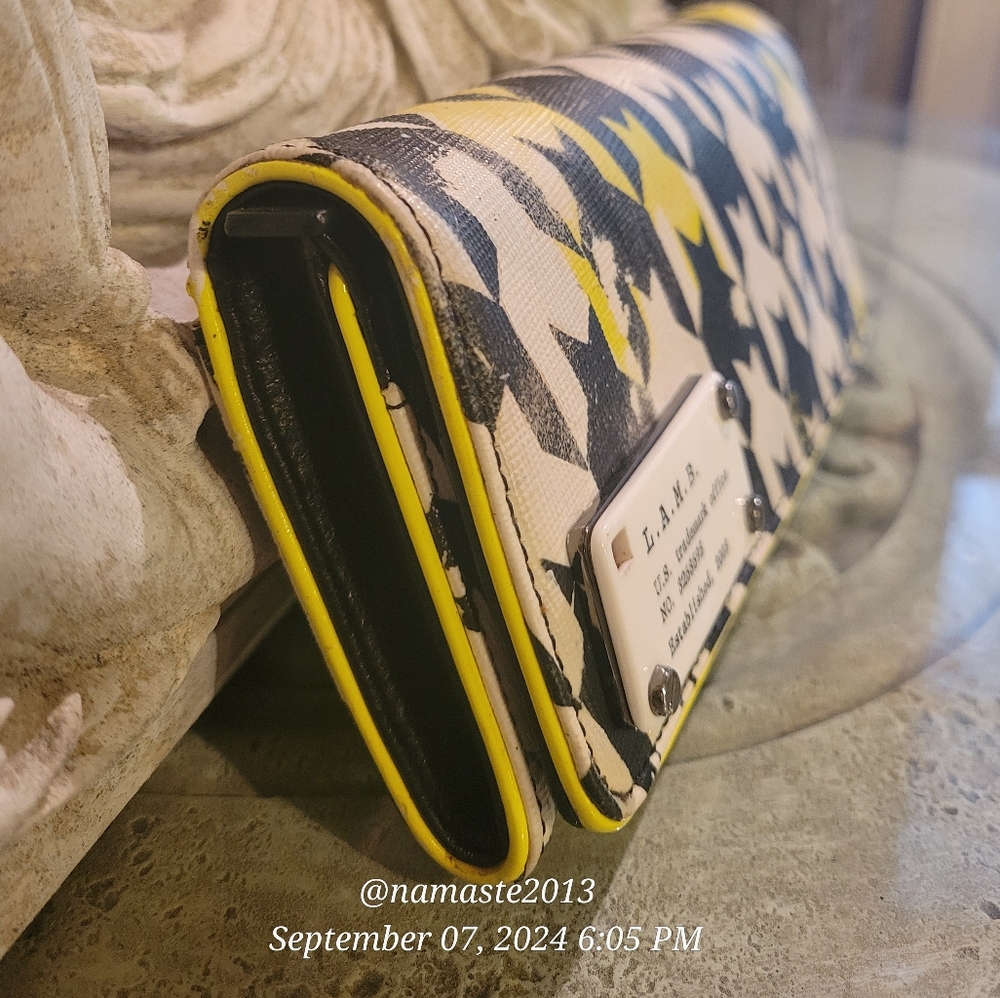 L.A.M.B. Gwen Stefani Acid Wash Wallet Leather Canvas Designer Celebrity #28 - Picture 4 of 13